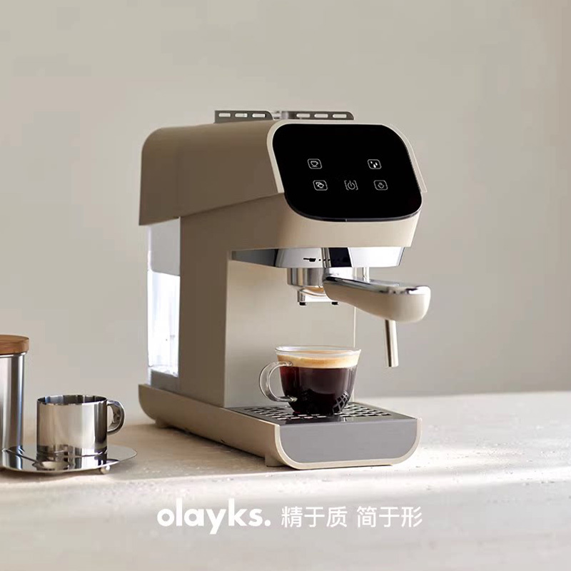 OLAYKS咖啡机1L大地色OLK-C700M意式奶泡一体触控压力式高清大图