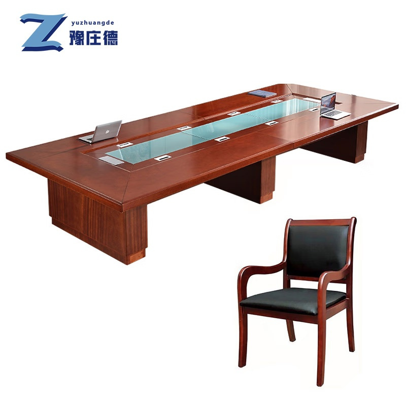 豫庄德大型会议桌8m+28将军椅套