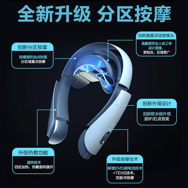SKG新品颈椎按摩器 K5-2热敷脖子智能护颈仪 白色高清大图