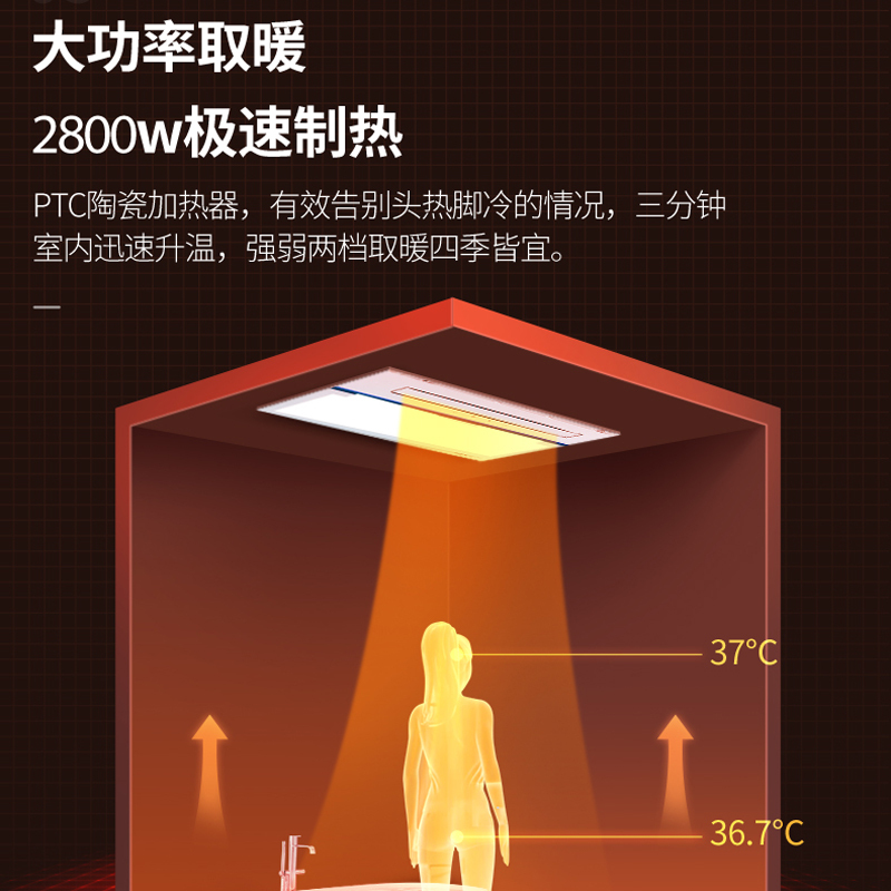 友邦集成吊顶风暖浴霸排气扇照明一体卫生间取暖浴霸灯暖风机浴室DZ008