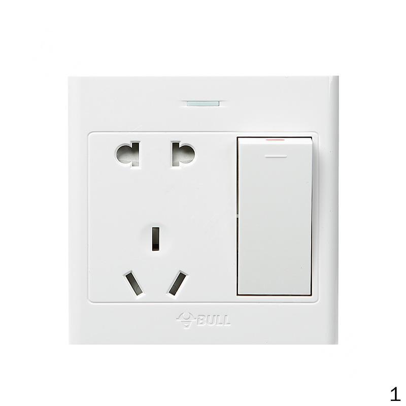 公牛bullg09e333a公牛g09明装一开单控五孔面板插座1个