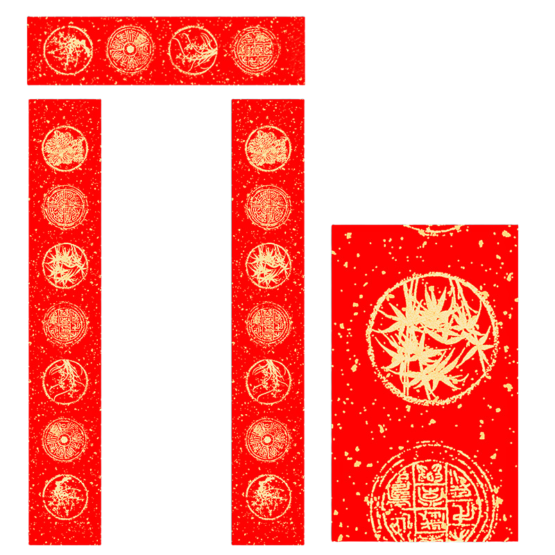 空白对联万年红洒金 [七言]17*104cm/5副 5副一包 3包装高清大图