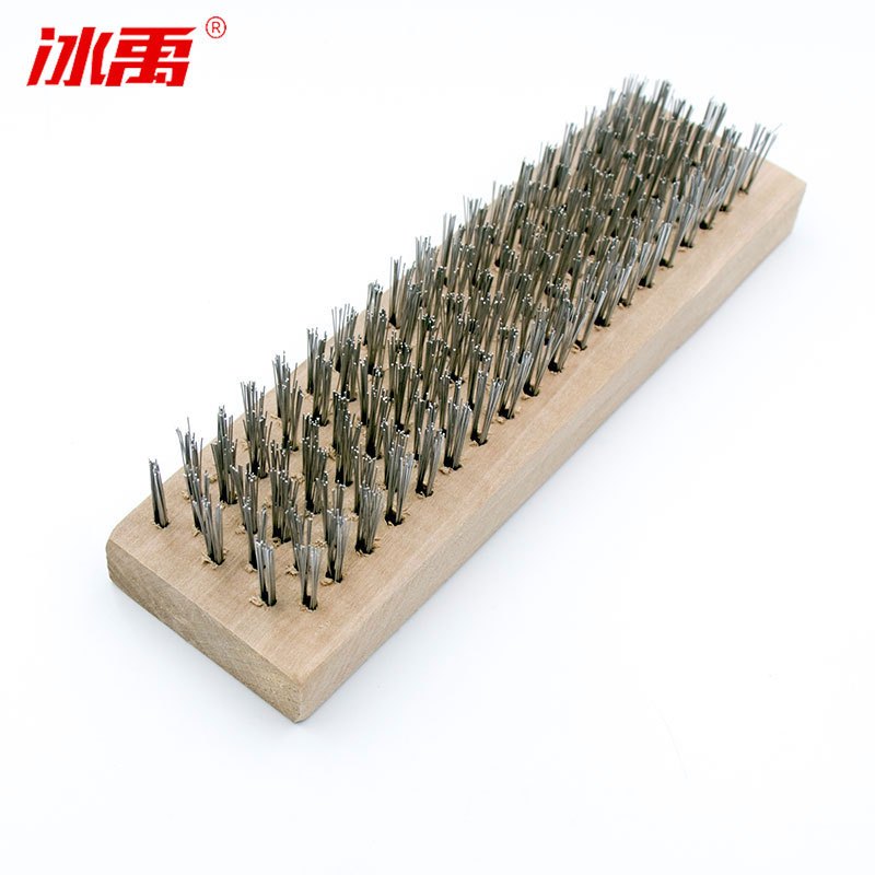 冰禹 BY-2052 不锈钢丝刷 工业清洁钢丝刷 地板刷 长柄地板钢丝刷 30cm钢丝刷头+铁件