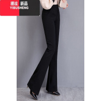 YIBUSHENG高腰修身微喇裤女春秋新款韩版坠感弹力显瘦松紧腰喇叭裤休闲裤