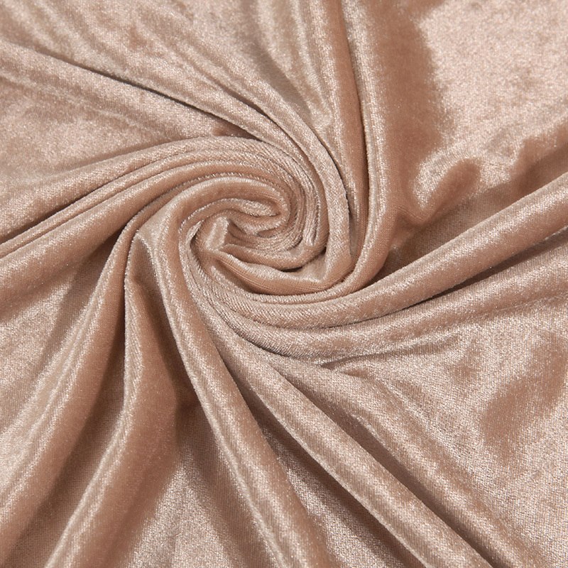 加厚金丝绒布料面料婚庆舞台背景幕布丝绒窗帘暗红桌布服装26杏色1米