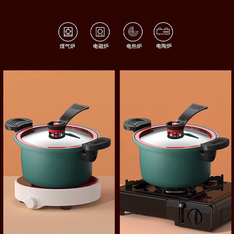 艾逸瑶选复古绿巴尔加斯24CM智能微压锅CJ-21010快速烹饪多功能安全省心一锅多用健康美味高清大图