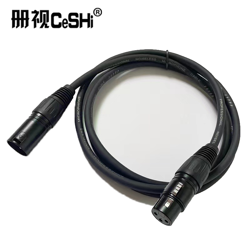 册视监控三芯xlr平衡音频线公对母延长卡侬线黑线黑公转母3米条高清大图