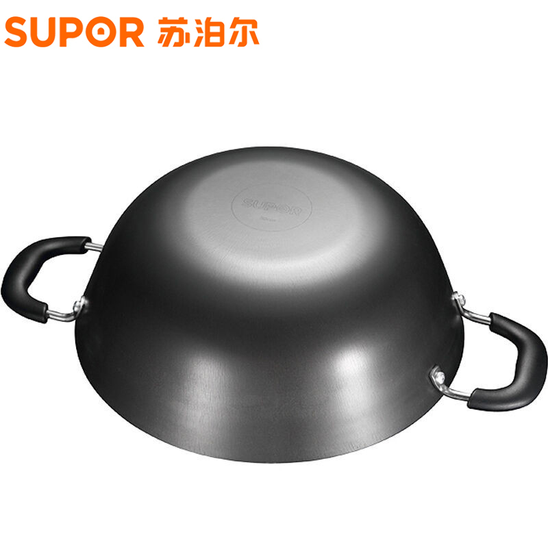 苏泊尔(SUPOR)铸铁精铁FC32Y1双耳炒锅32cm深型家用传统生铁炒锅铁锅炖菜电磁炉天燃气灶适用