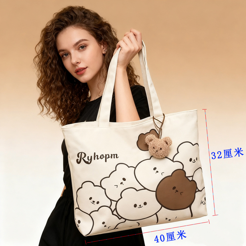 大号托特包帆布包布袋包买菜包高清大图