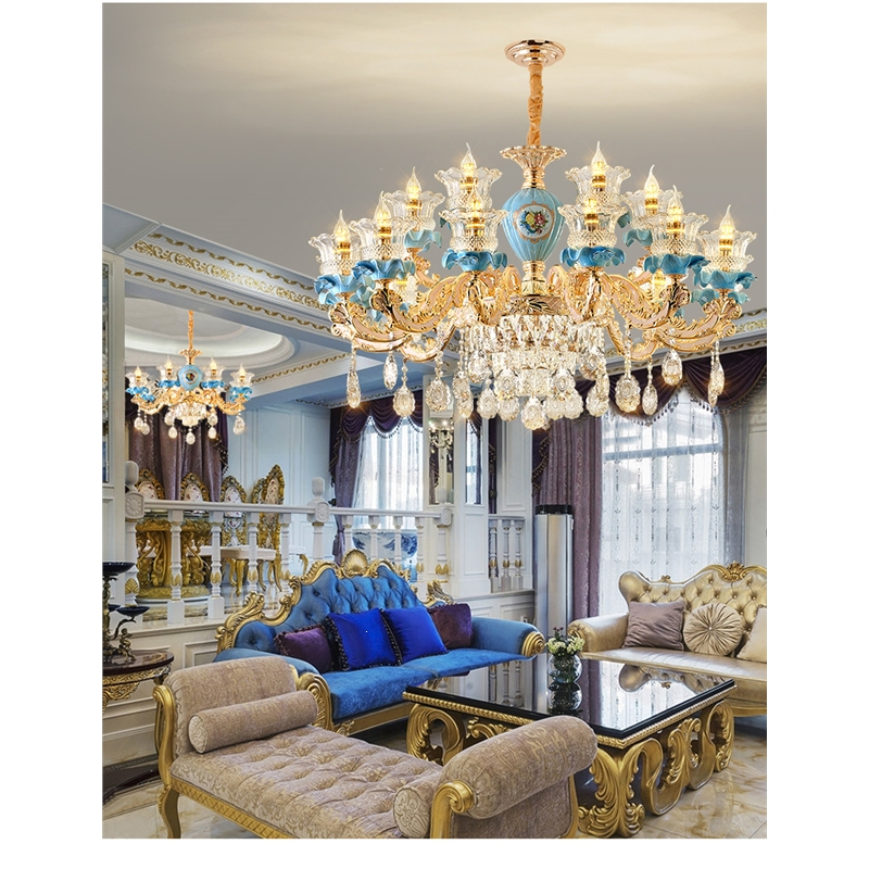闪电客欧式吊灯2021年新款水晶灯简欧客厅灯具奢华高端餐厅别墅灯饰