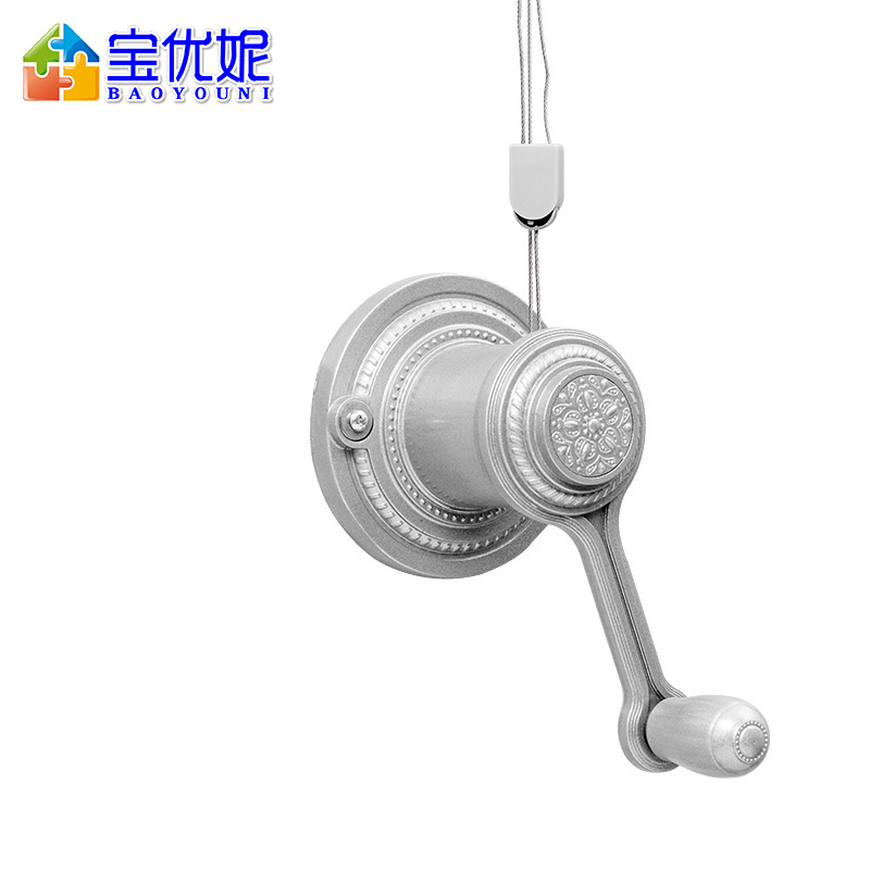 宝优妮阳台手摇晾衣架三杆式晾衣杆2米伸缩晒被架室内晒衣架(冰川银)