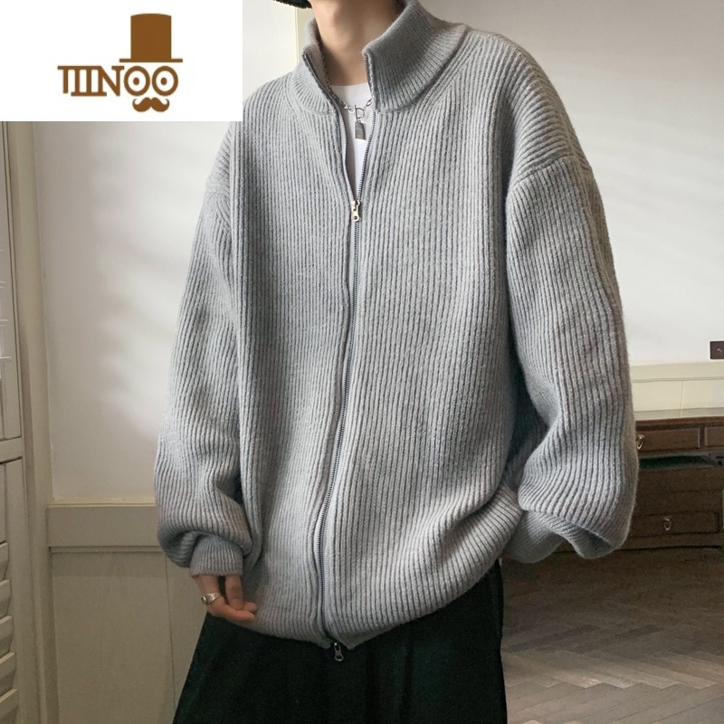 YANXU大码针织开衫毛衣男宽松大码慵懒风感2023新款加厚X0 3XL155180斤可穿 灰色