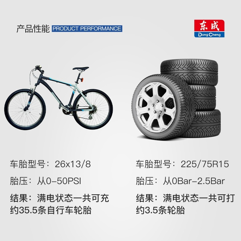 东成(Dongcheng)车载充气泵小轿车便携式汽车用电动轮胎大功率加气泵打气泵筒