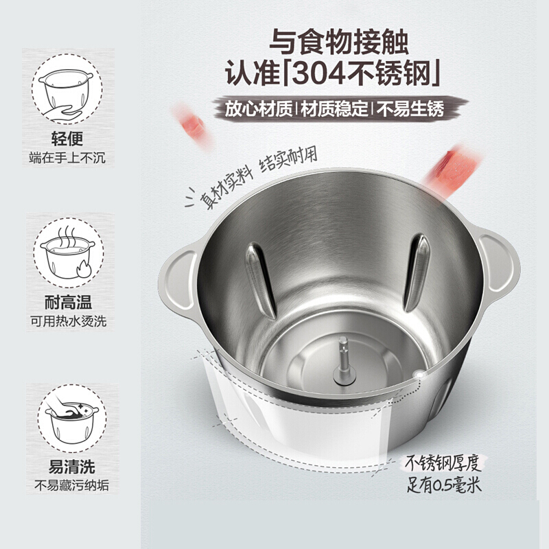 汐岩小熊绞肉机配件玻璃碗切碎杯-032/031/021/032/031 2升B03H2/B03E1机头