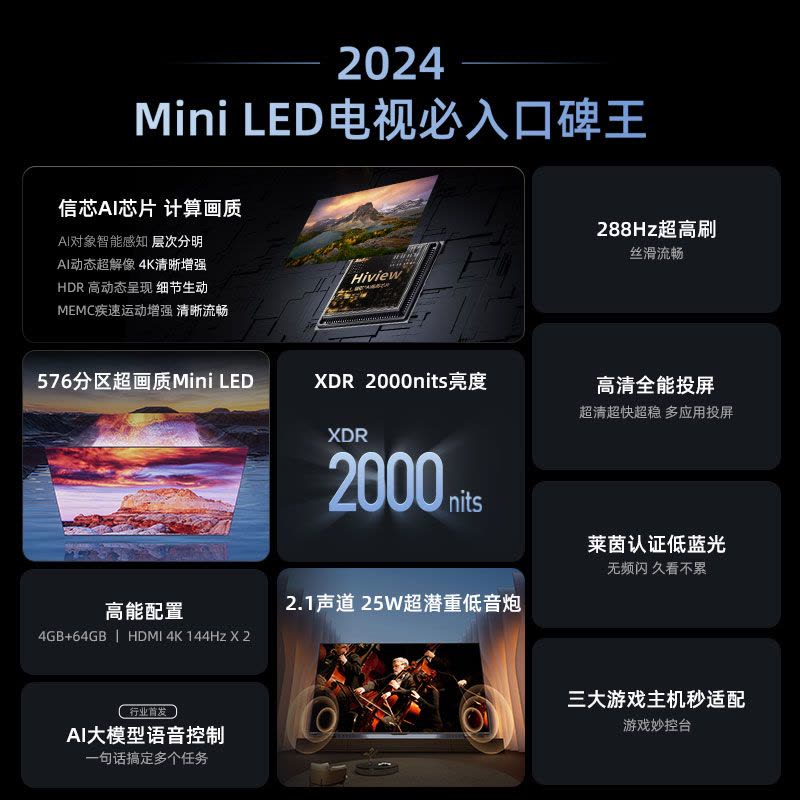 海信电视85E5N Pro 85英寸 Mini LED电视机液晶家用 家电补贴换新图片