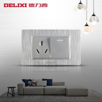DELIXI德力西118型带开关插座面板PVC墙壁银色开关一开单控三孔一开16A空调插座