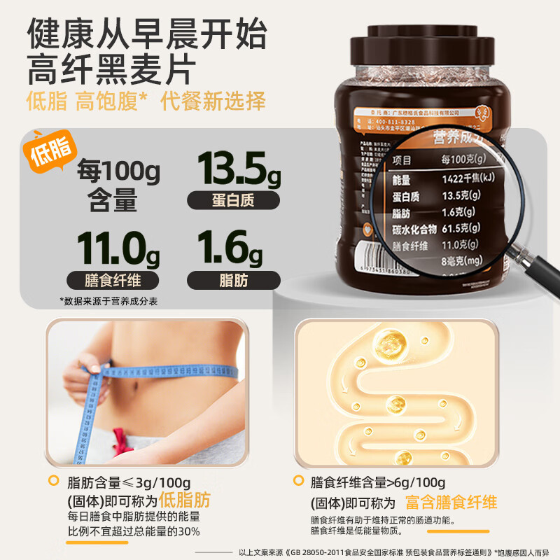 穗格氏高纤黑麦片 1000g/罐