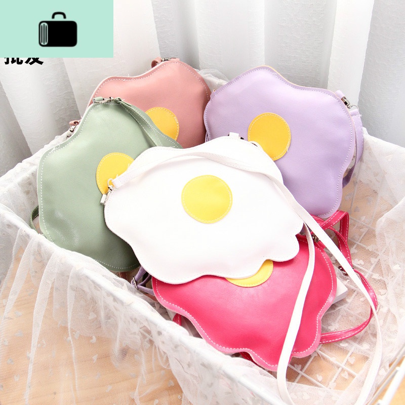 2019原宿荷包蛋斜挎包女包创意软萌趣味鸡蛋包饭零钱包可爱小包包NEW LAKE 白色高清大图