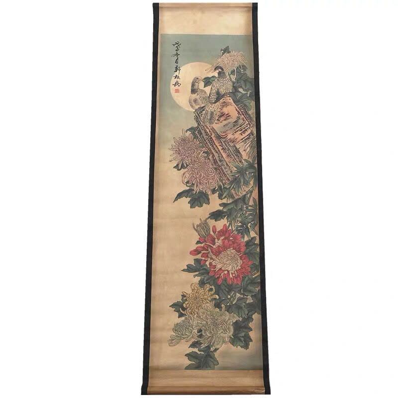 鄭板橋  古絵画  梅蘭竹菊の花鳥図   四条屏掛画 コレクション2 鄭板橋 古絵画 梅蘭竹菊の花鳥図 四条屏掛画 コレクション2