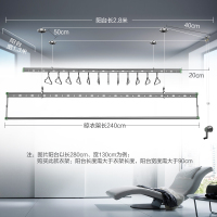 好太太升降晾衣架手摇双杆晒被子神器室内家用阳台晒衣架晾衣杆D-1081【深空灰+黑色】+防反转+送12个铝衣架+保修三年