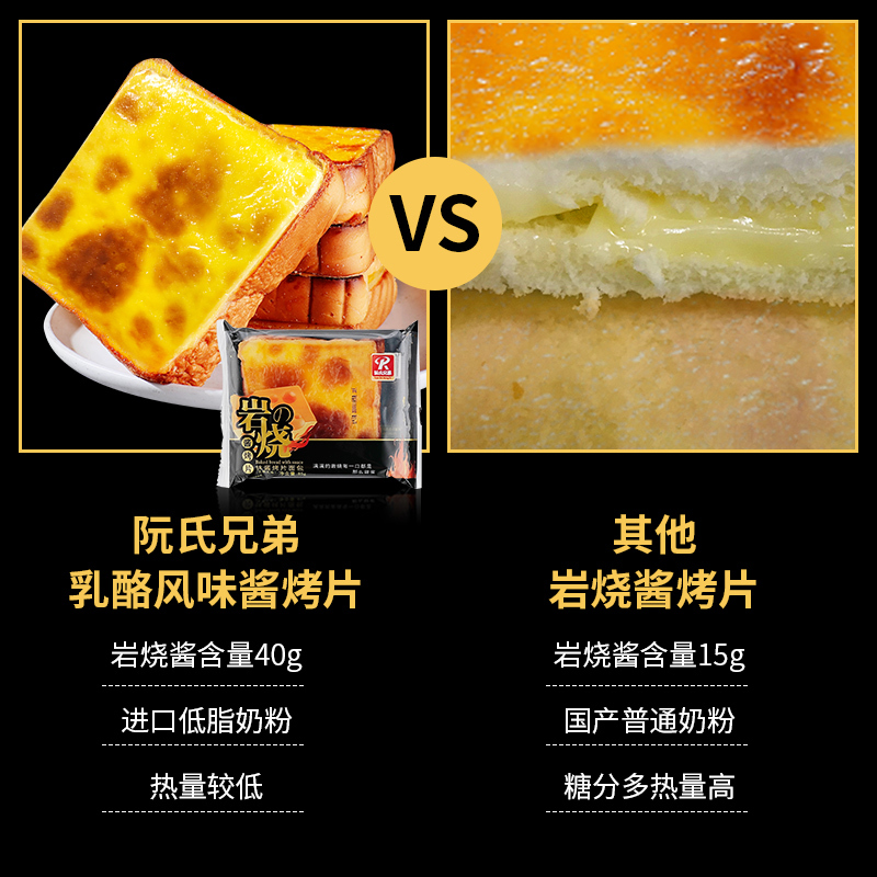 阮氏兄弟岩烧乳酪味手撕吐司面包片早餐代餐糕点零食六片装