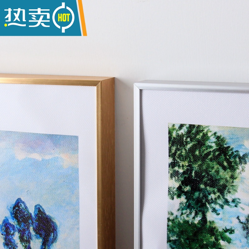 敬平简约创意装裱拼图画框挂墙铝合金相框定制大尺寸细窄边海报5075cm 亮光金 20寸挂式[可放40.5*50.8cm]高清大图