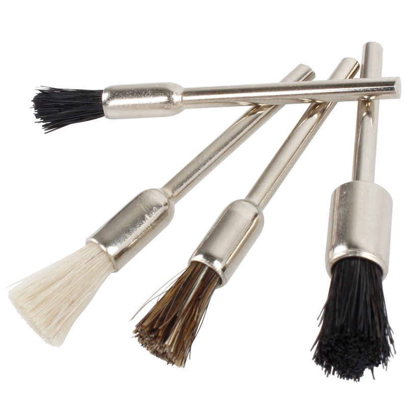 羊毛猪毛马毛古达电磨风磨笔刷木根雕玉石金属抛光轮除锈打磨头3mm柄