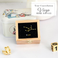 林檎圣诞节十二星座音乐盒天空之城八音盒复古木质发条旋转创意礼品生日送女友送女朋友老婆生日礼 处Nv座
