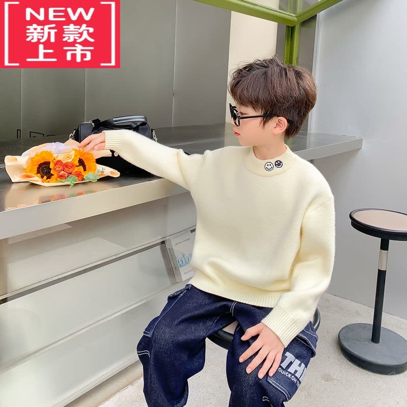 可莉允男童毛衣秋冬半高领针织儿童百搭打底保暖2022新款童装冬季潮图片
