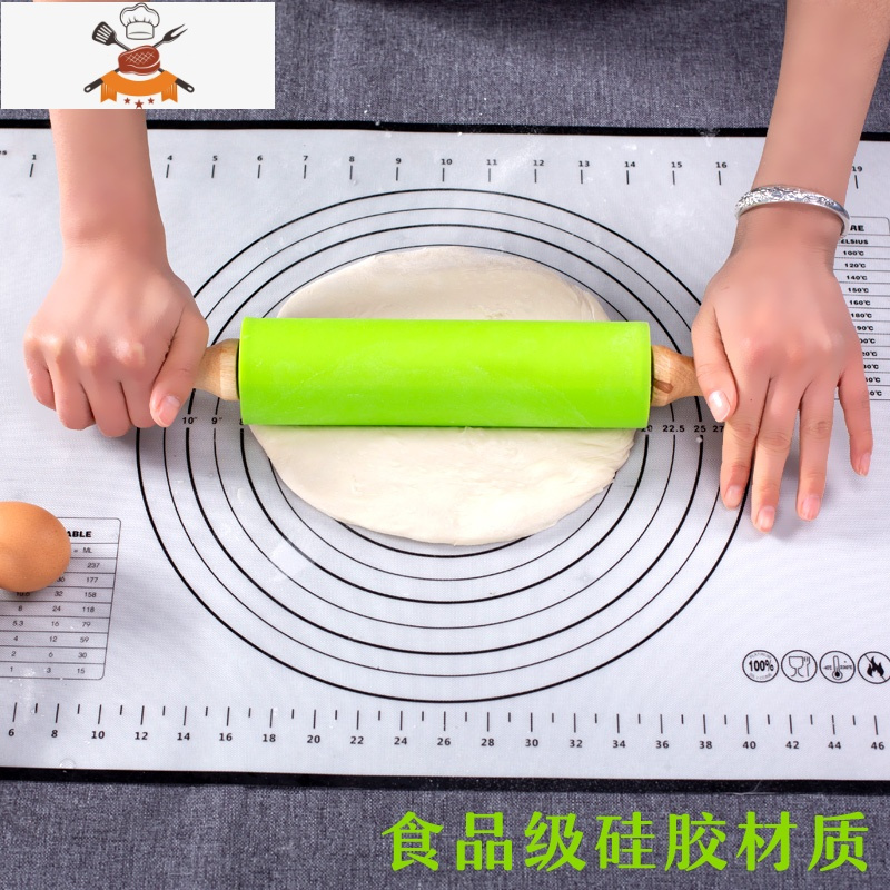 硅胶擀面杖家用滚轴防粘实木擀面棍面棒干面棍杖擀饺子皮杆面棒小 敬平 红色