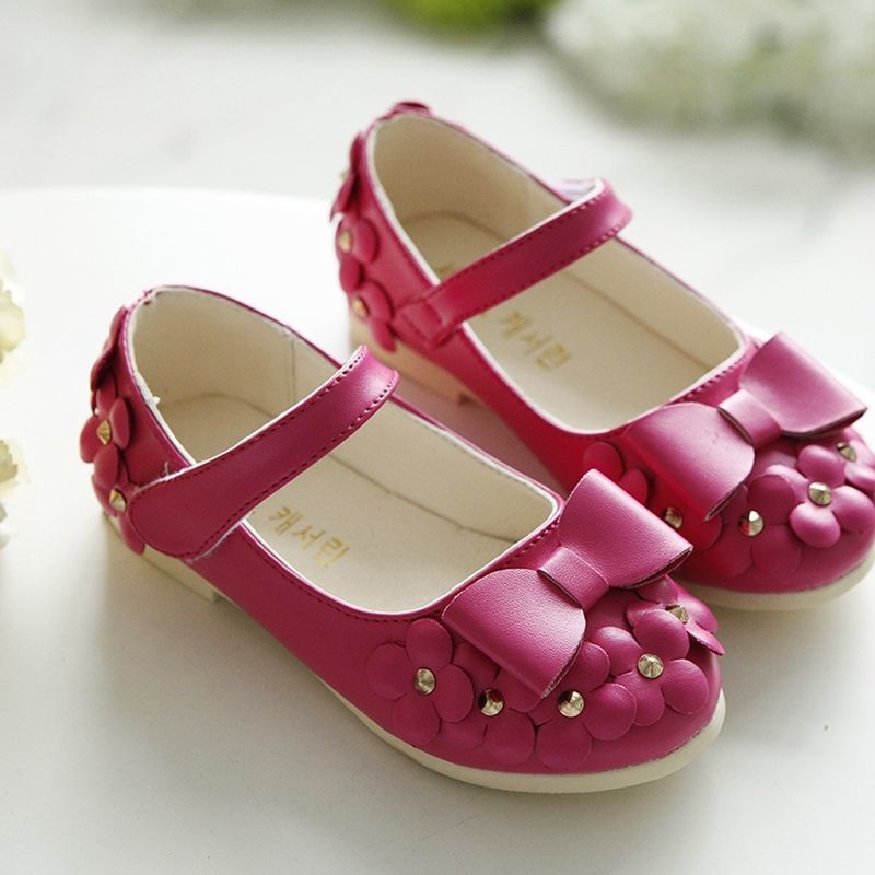 童鞋女童皮鞋儿童单鞋学生鞋公主鞋中小女童防滑小花朵学校表演鞋