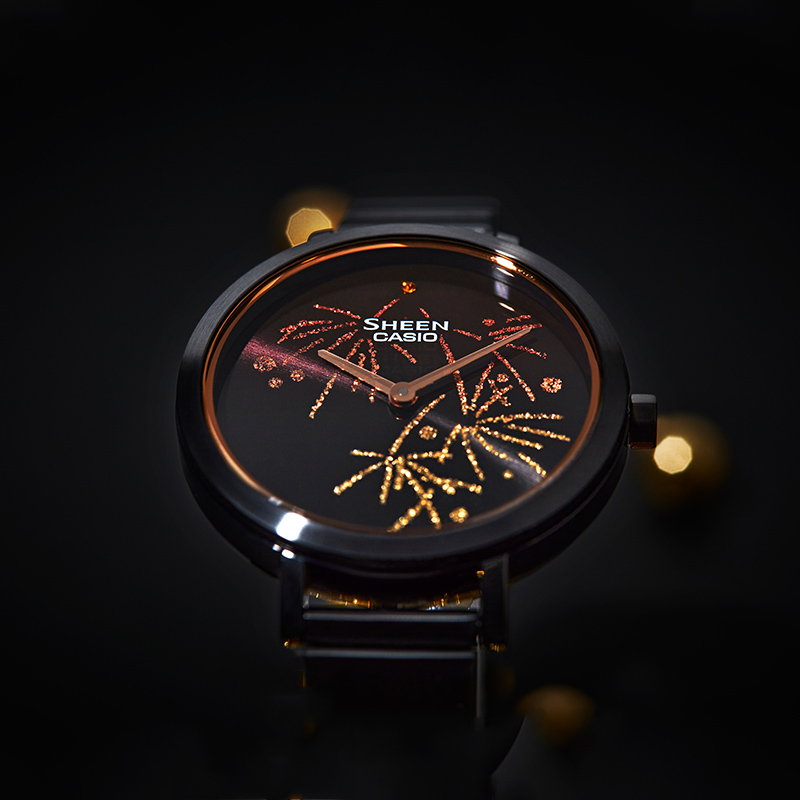 casio卡西欧手表女正品防水女表sheen蓝宝石石英皮带女士手表石英SHS-C110CGL-7A 石英表 女高清大图