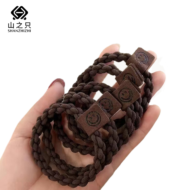 山之只 简约笑脸发圈皮筋 深咖色 根高清大图