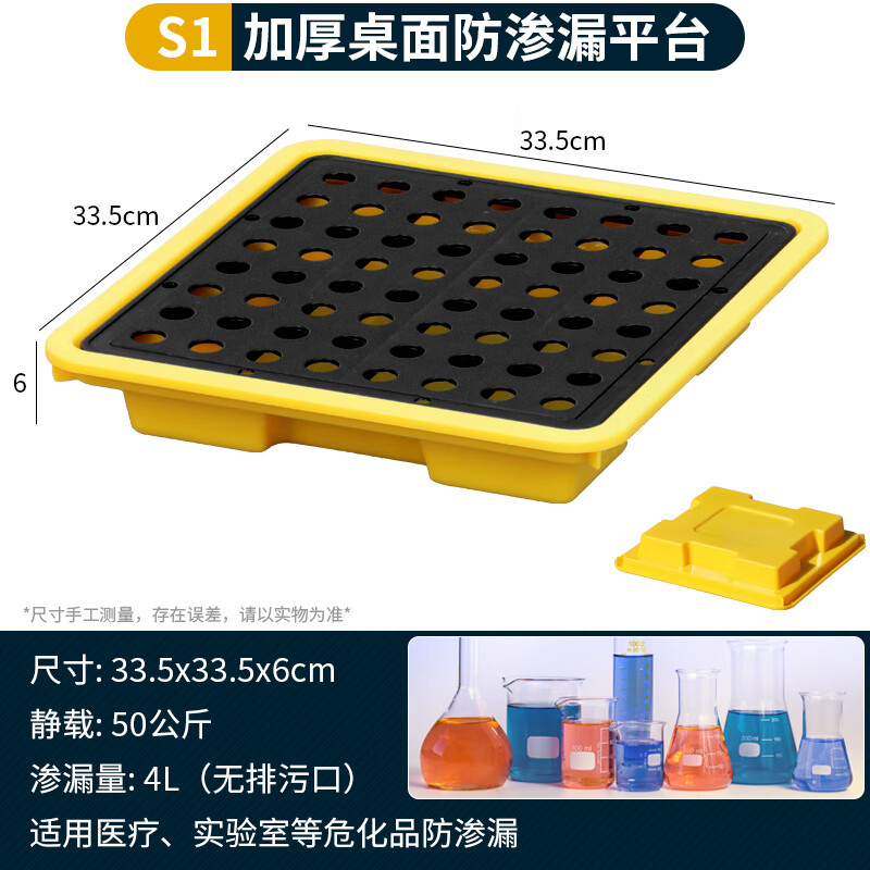 晋舰加厚防渗漏托盘油桶防泄漏危化品液体塑料接油盘S1-33.5*33.5*6cm高清大图