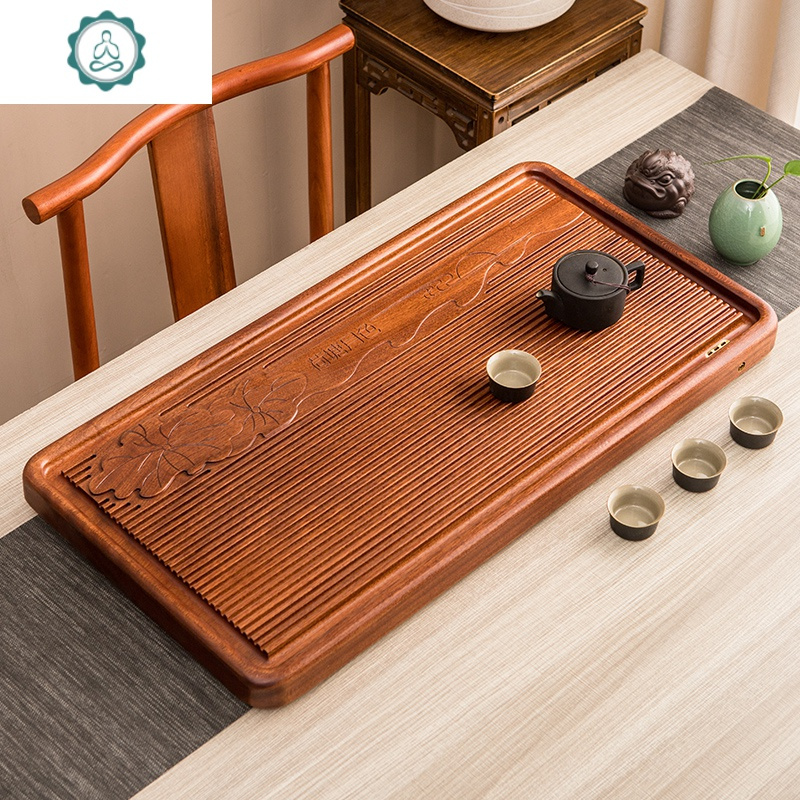 整块实木茶盘花梨木家用茶台简约功夫茶具茶海大号原木排水泡茶托 封