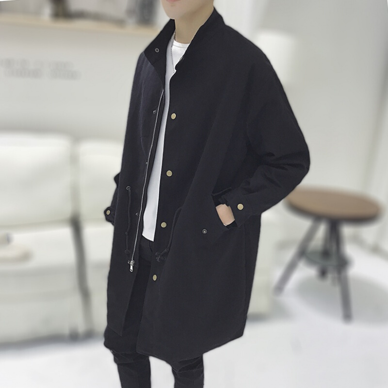 男士秋季外套男帅气中长款风衣男青年韩版潮流宽松夹克学生潮外穿