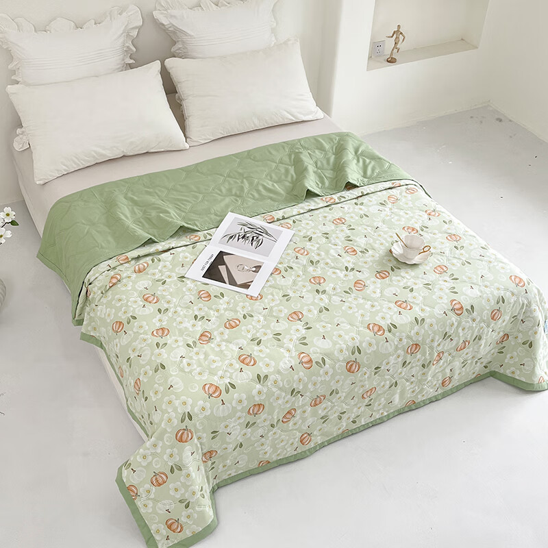 约克罗兰 水洗棉波纹夏被AB双面印花YK5201 硕果玫瑰 150cm*200cm