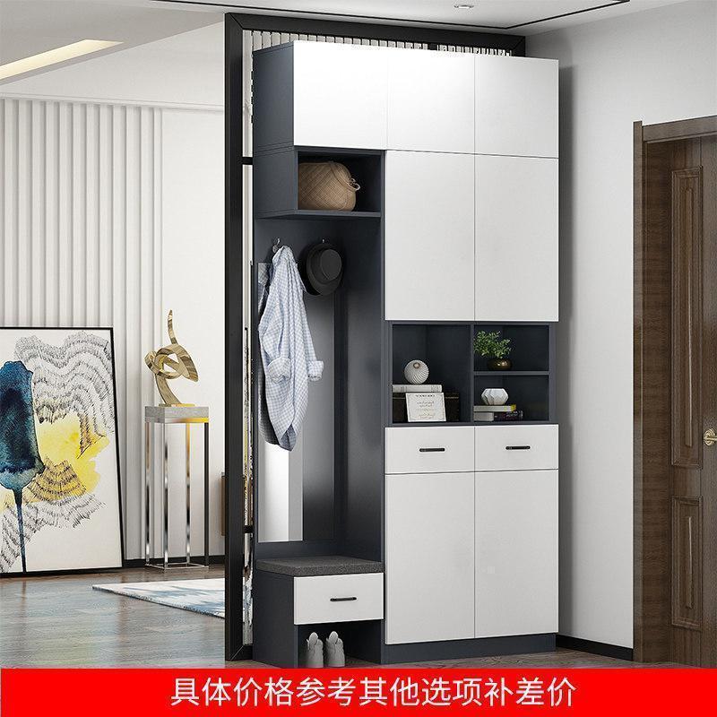 森美人定制厅柜口鞋柜玄关柜衣帽柜一体家用大容量简约现代进入户 灰色+白色【具体尺寸联系在线客服备注】组装