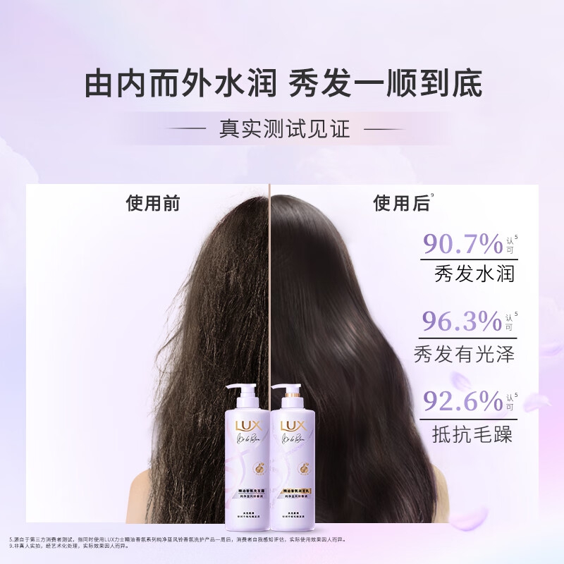 力士(LUX)洗发水沐浴露套装 蓝风铃香氛洗发水470g+幽莲沐浴露550g+旅行装100g*2香型随机