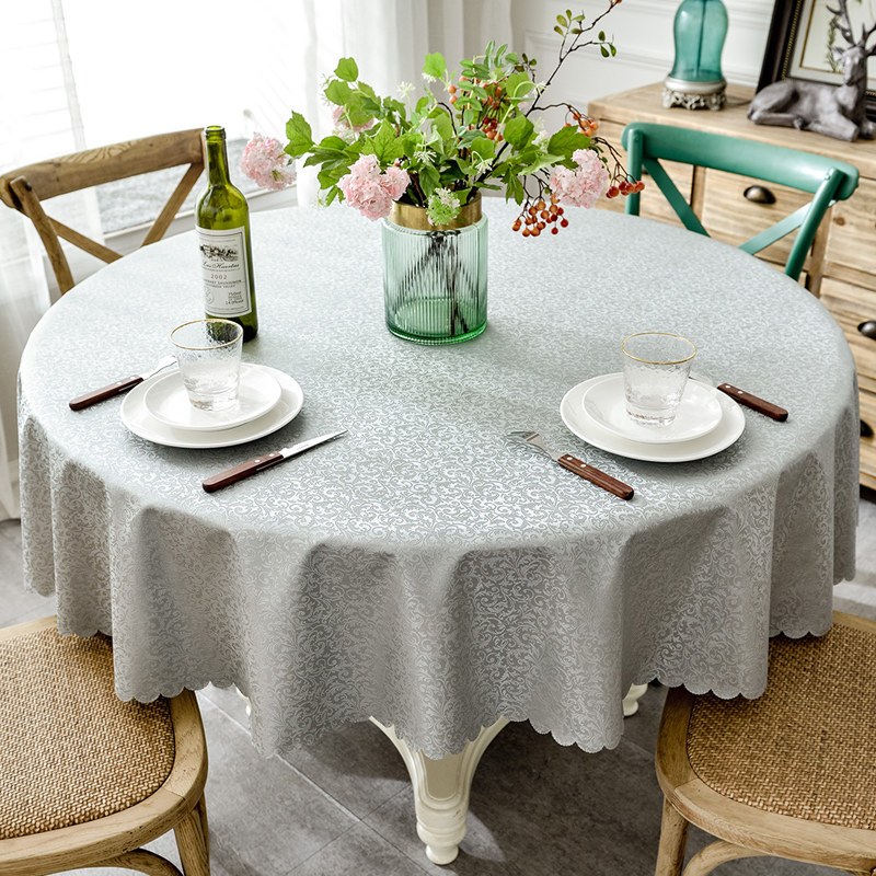 防水桌布防油防烫免洗耐高温酒店饭店圆形餐桌布艺大圆桌台布家用