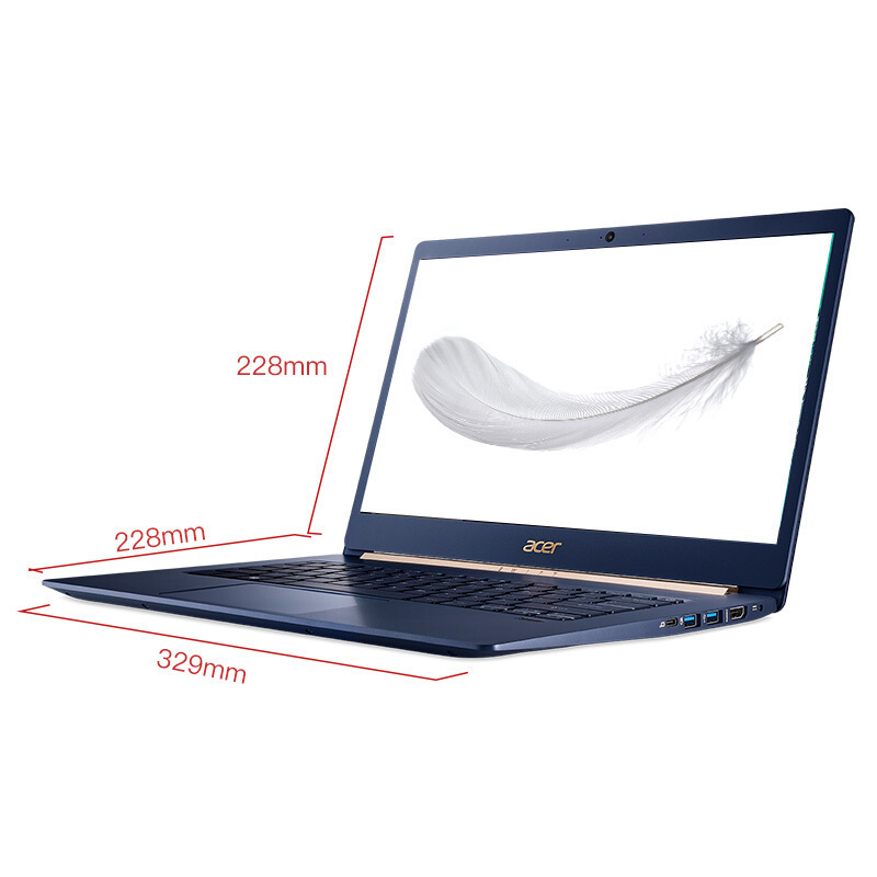 宏碁(acer)蜂鸟 SF514 14英寸微边框全金属超轻薄笔记本i5-8250U 8G 256GB IPS背光 暮光蓝