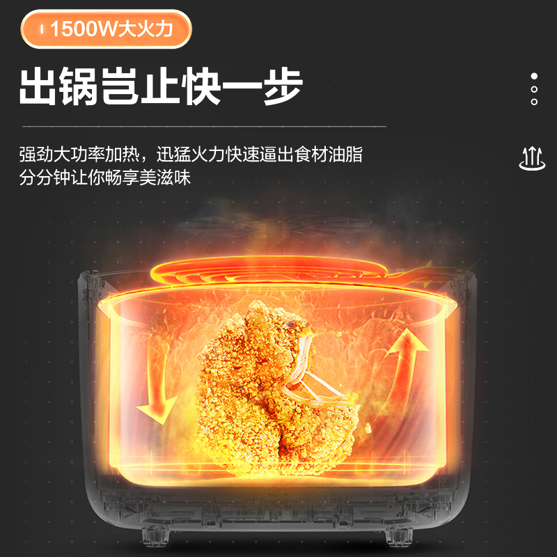 海尔家用空气炸锅5升大容量多功能炸烤一体无油易清洗全自动智能空气炸锅HA-M50E高清大图