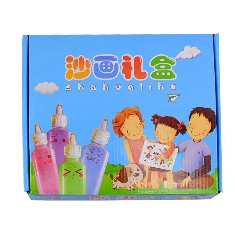 儿童沙画彩沙套装 宝宝diy手工制作材料包公主女孩绘画初学者工具 24张彩底沙画+12瓶彩沙女款 橙色彩盒装