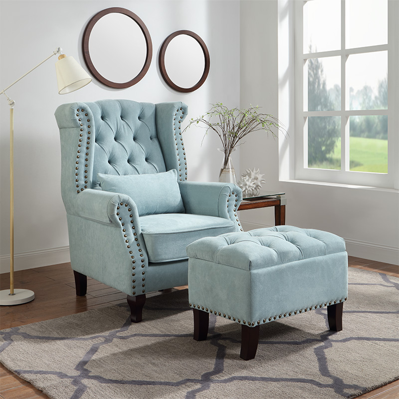 匡大老虎椅美式单人沙发北欧高背椅老虎凳KDSF002高清大图