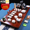 三维工匠整套陶瓷功夫茶盘实木喝茶全自动电磁炉茶台紫砂茶具套装家用简约 行云流水+山水茶具 33件
