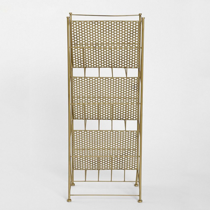 森美人北欧金色落地书架杂志架家用移动书报架整装创意资料架轻奢报刊架 35*23*高100（白色）