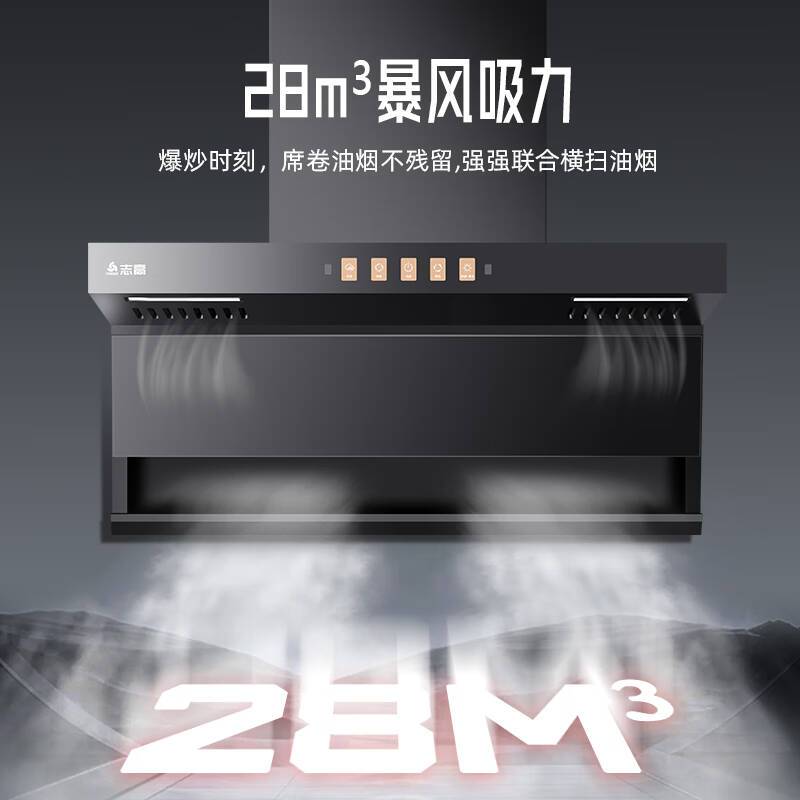 志高(CHIGO) F816顶侧双吸式抽油烟机 彩屏触摸体感开关大吸力智能体感抽油烟机