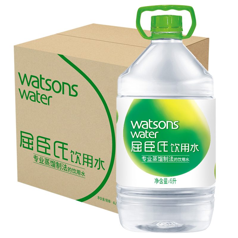 屈臣氏(Watsons) 饮用水(蒸馏制法)6L *4瓶 整箱高清大图