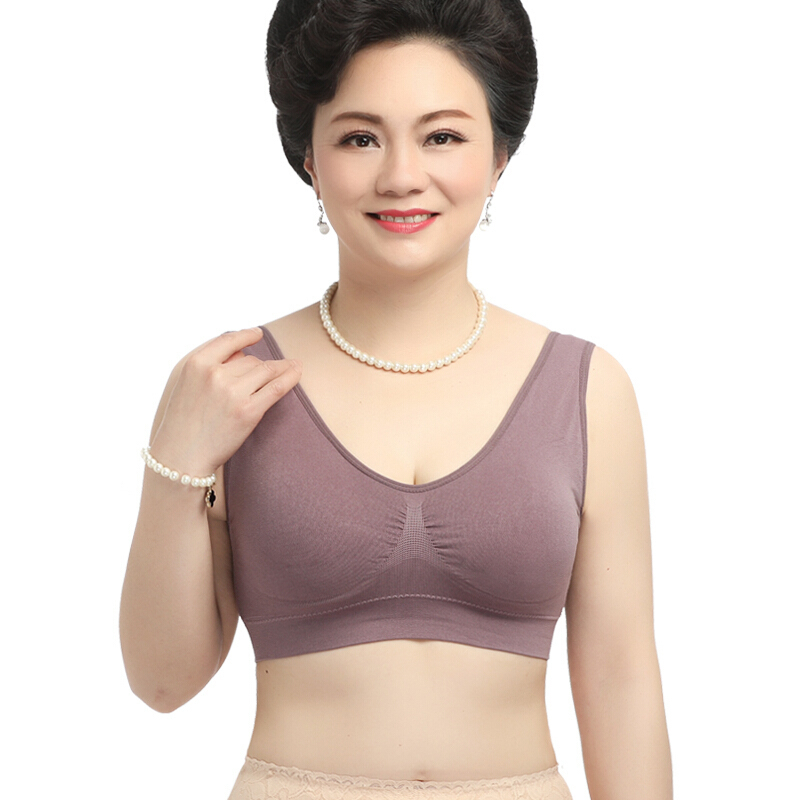 波迷娜(BOMINA)妈妈内衣文胸中老年大妈式胸罩中老年人文胸妈妈运动内衣女无钢圈薄款码式胸罩比纯锦纶聚拢
