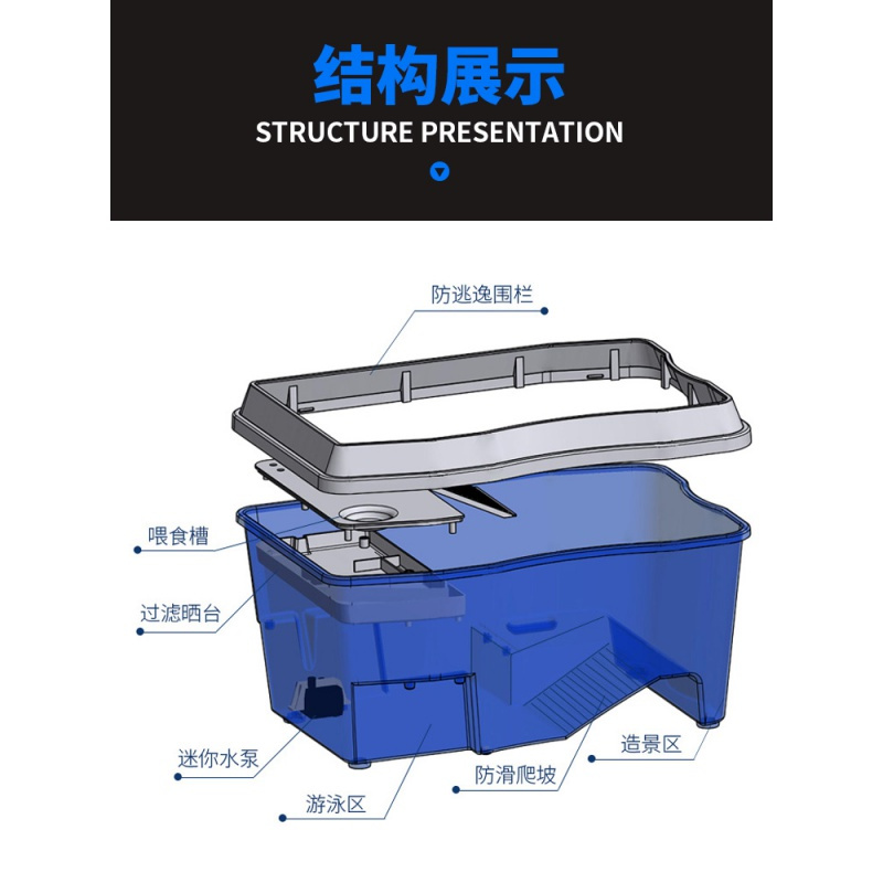 乌龟小乌龟缸带晒台宠物养龟的专用缸鱼缸养乌龟水龟盆水陆缸高清大图
